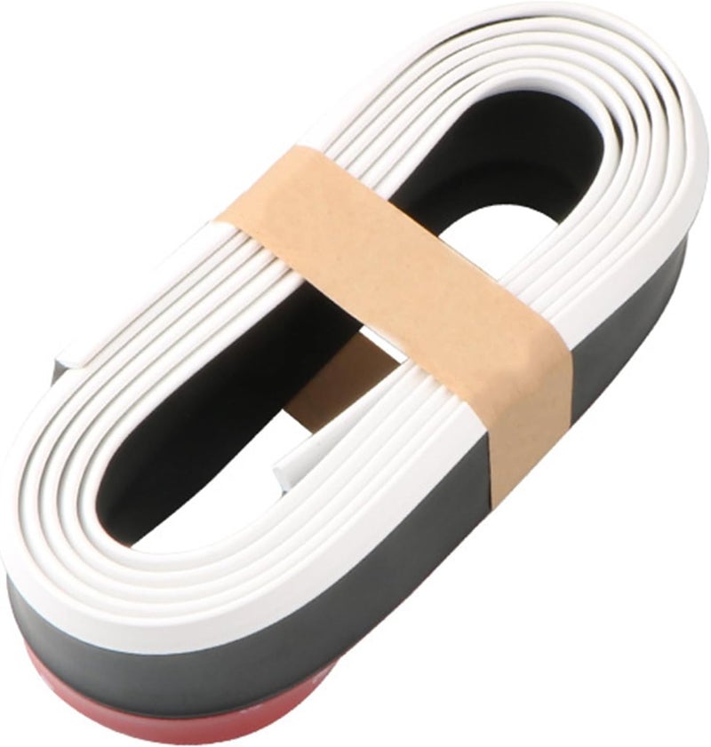 EOHMAK Car Front Bumper Protector Self-Adhesive Auto Splitter Body Spoiler Skirt Rubber Bumper Lip Trim Spoiler 2.5M/8.2ft(Pure Black and White Edge) - Image 2